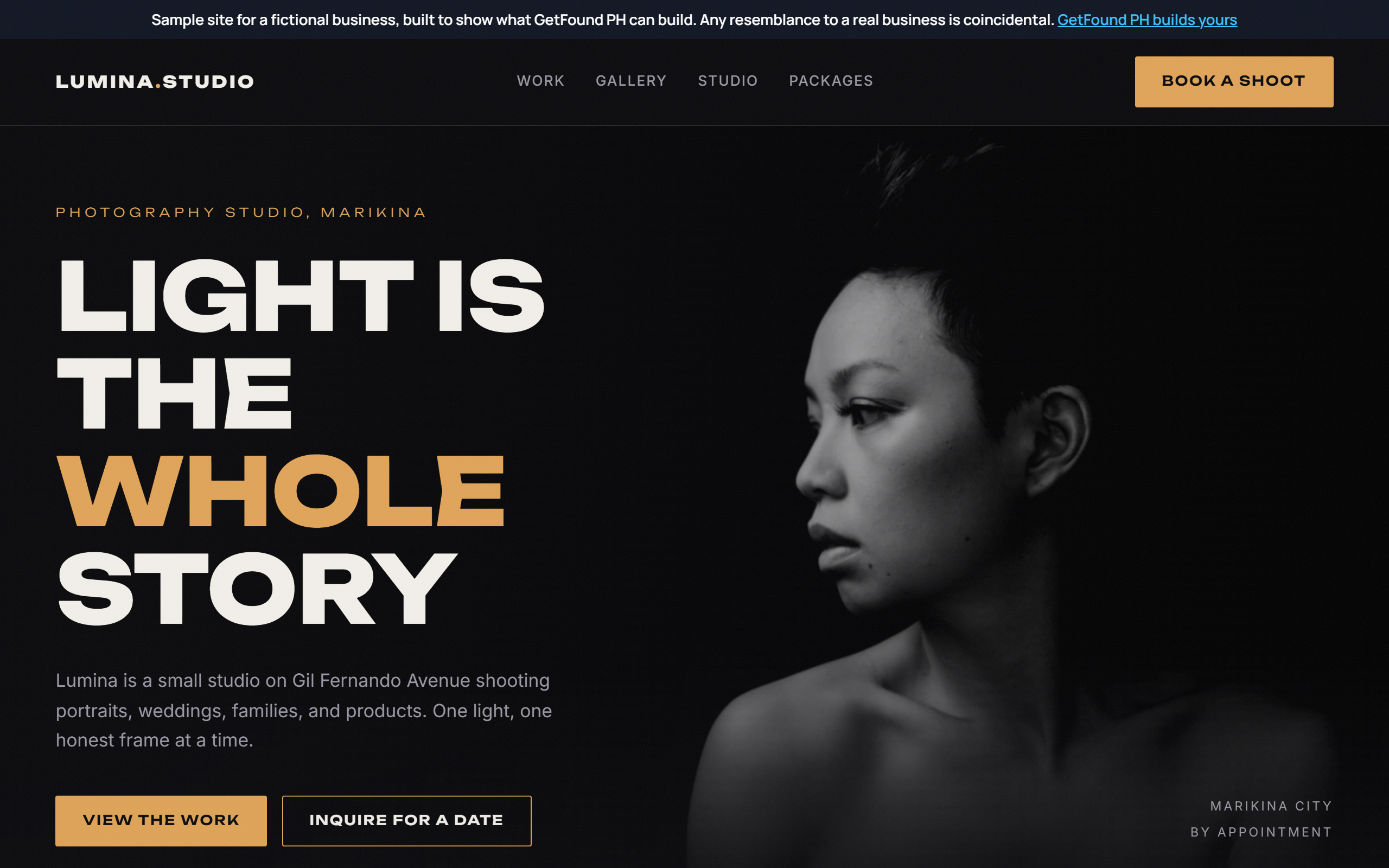 Sample photography portfolio website with gallery and lightbox